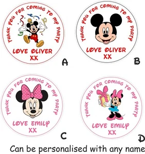 26 Adesivi Festa Topolino o Minnie Personalizzati con Sacchetti Festa Ragazzi Ragazze - Foto 1 di 7