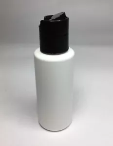50 ml PET Kunststoff weiße zylindrische Flaschen & schwarzer Scheibendeckel *BELIEBIGE MENGE* - Bild 1 von 3