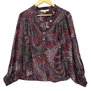 Vanessa Bruno Pamina Abstract Blouse Womens Burgundy Paisley Long Sleeve Sz M - Picture 1 of 10