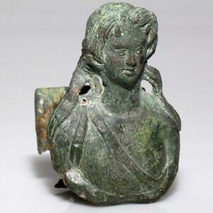 AXTREMELY RARE ROMAN BRONZE CHARIOT ORNAMENT OF A FEMALE GODDESS-CIRCA 100-400 A