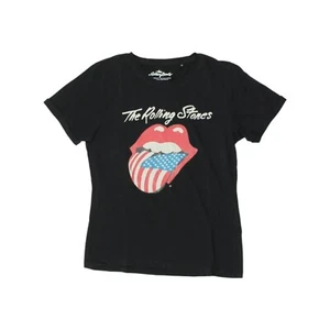Camiseta The Rolling Stones | Camiseta para mujer negra informal EE. UU. Lengua Labios Logo Banda - Imagen 1 de 4