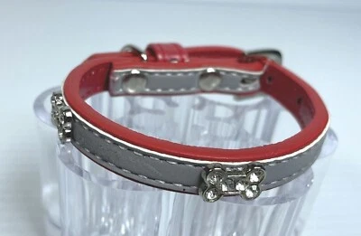 Rhinestone Bone Dog Collar for Toy Breed Puppy Bling Necklace Adjustable XS - Image 1 of 4