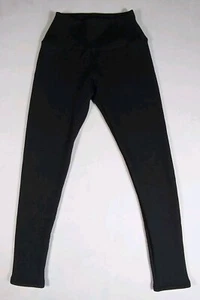 Leggings de línea gruesa de lana cintura alta hasta el tobillo para mujer talla pequeña negros - Imagen 1 de 8