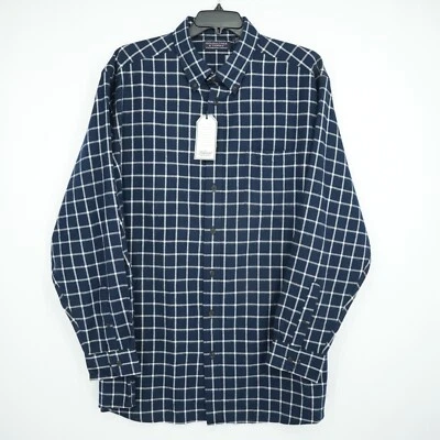 Camisa de Franela Roundtree & Yorke Manga Larga 2XT TALL Azul Blanco 100% Algodón Nueva con Etiquetas Foto 1 de 4