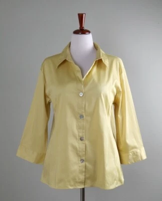 Camisa Top CHICO'S NUEVA CON ETIQUETAS $68 Vintage Marissa Abotonada en Plátano Talla 3 EE. UU. XL / 16 Foto 1 de 4
