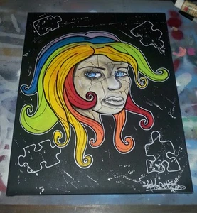 16 x 20 canvas rainbow women puzzle broken love pride acrylic Shortiez Ink art - Picture 1 of 3
