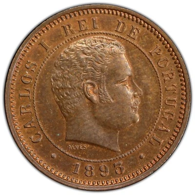 PORTUGAL: 1893 5 Reis PCGS MS65BN — PROOFLIKE FINEST KNOWN, SOLE PCGS MS65 - Image 1 of 3