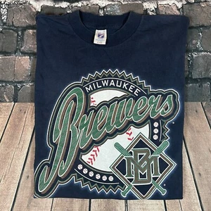 Vintage Logo 7 Milwaukee Brewers T-Shirt MLB Grafik Gr. XL Made in USA 90s - Bild 1 von 8