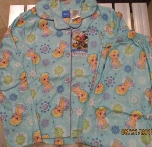 Dreamworks Trolls Flannel Pajama Set Blue Pants Button Down Shirt GIRLS L 10-12 - Picture 1 of 3