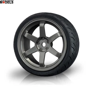 MST 103022SG Silver Grey TE Wheel w/ AD Realistic Tire (4) 1/10 Gomme Touring RC - Imagen 1 de 3