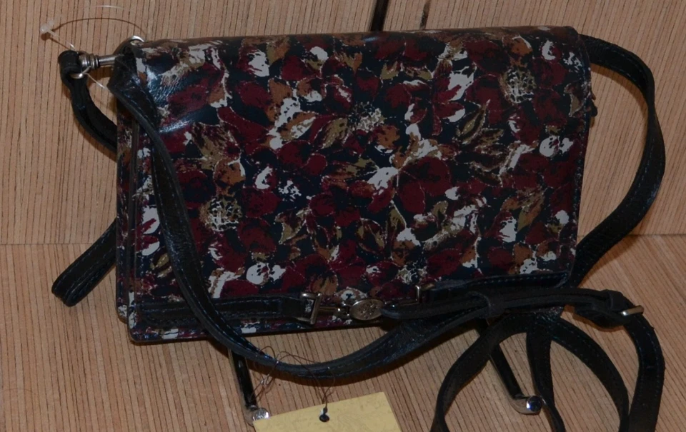 Patricia Nash Apricale Scarlet Bloom Italian Leather Crossbody Handbag