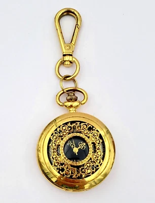 Золотистый радость и IMAN зажим на карман/кулон кварцевые часы, черный циферблат, 46 мм, работает - Изображение 1 из 4