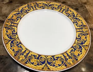 1- Vintage Valetta Blue Dinner Plate 10.5” Lynns China Blue Yellow Scrolls - Picture 1 of 7