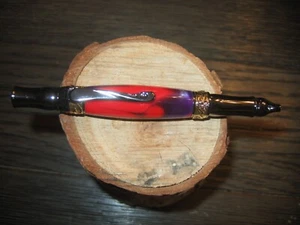 Gorgeous HM 22K & Rhodium Sceptre twist Pen in Swirled red & purple pearl resin - Picture 1 of 3