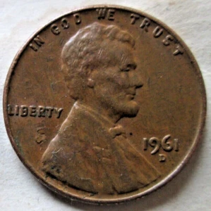 1961-D MEMORIAL, OBVERSE PEELING LAMINATION ERROR, BROWN, XF, CIRCULATED - Picture 1 of 3