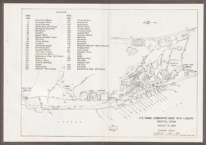 1965 Naval Submarine Base MAP~Groton/New London, CT.~Linder Dodge AD~James Moyer - Bild 1 von 4