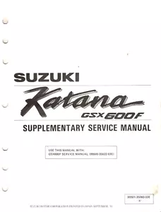 OEM Genuine Suzuki Dealer/Owner's Service/Repair Manual 1992 GSX600F Katana - Picture 1 of 1