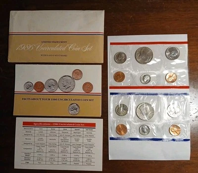 1986 P and D Annual United States Mint Uncirculated 10 Coin Set in OGP - Image 1 of 3