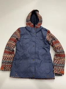 Roxy Dry Flight 10K Snowboardjacke Gr. L wasserdicht isoliert Aztekenmuster blau - Bild 1 von 11