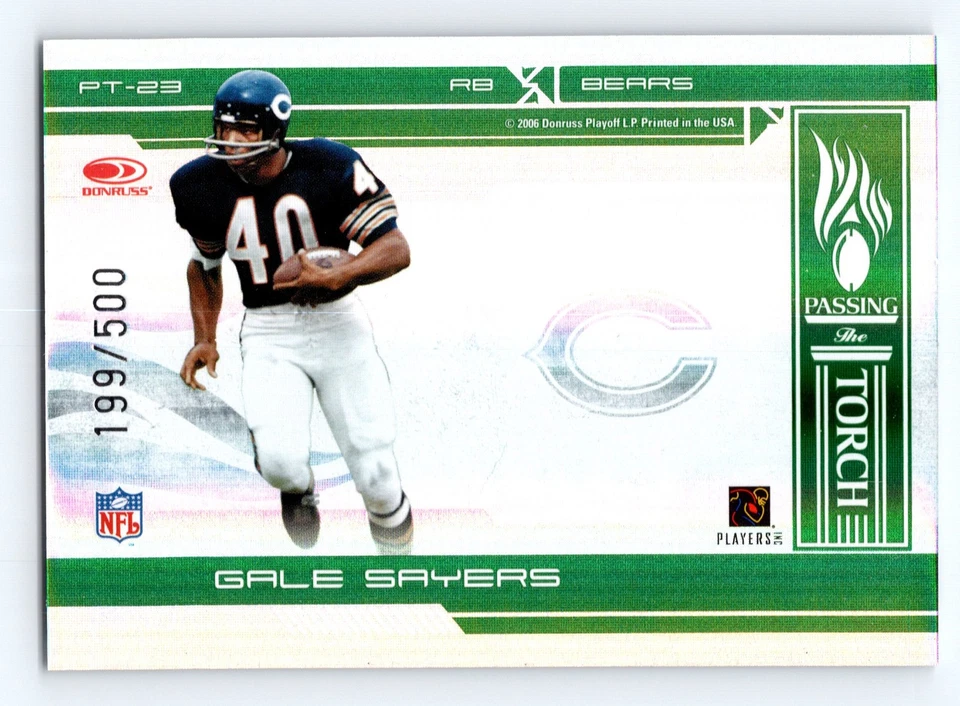 2006 Donruss Elite #PT-23 Gale Sayers-Cedric Benson 199/500 Passing the Tourch - Image 1 of 2