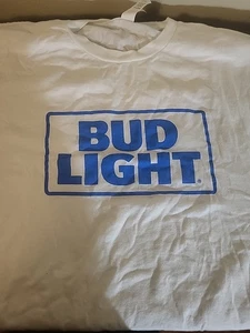 Bud Light Logo T Shirt XL White Adult Size X-Large Short Sleeve Shirt Rare Mint - Picture 1 of 3