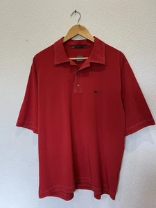 Vintage 90s Nike Tiger Woods Golf Polo Shirt Jersey Red Large - Picture 1 of 7