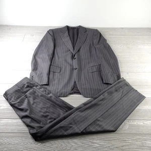 Canali Suit 2 Piece Mens 40R Size 50R W34 Gray Striped 2 Button Water Resistant - Picture 1 of 23