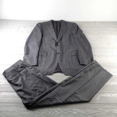 Canali Suit 2 Piece Mens 40R Size 50R W34 Gray Striped 2 Button Water Resistant - Image 1 of 4