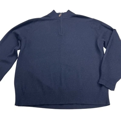 Allen Solly 100% Cashmere Navy Blue Quarter Zip Sweater Size L - Image 1 of 4