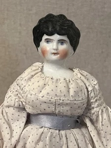 Nice Clean Little 8” German Antique China Doll With Blue Boots & Antique Dress - Picture 1 of 10