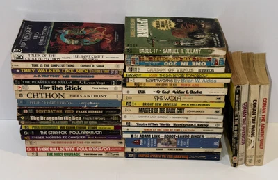 Vintage 50s 60s 70s SciFi 38 Paperback Book Lot Clarke Anthony Herbert Le Guin - Image 1 of 4