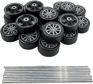 20PCS Piccola Ruota Auto Giocattolo 16Mm Modello Auto Mini Ruote Pneumatici in Gomma con 10PCS Shaf - Foto 1 di 12