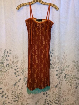 Vestido de Encaje Replay Donna Italia Talla XS Naranja Quemado Borde Azul Foto 1 de 4