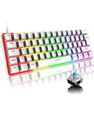 UK Layout Wired Gaming Keyboard 60% Mechanical Mini Portable 62 Keys RGB Backlit - Image 1 of 4