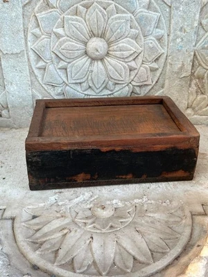 Antique Old Wooden Hand Carved Block Design Beautiful Spices Storage Box - Image 1 of 4