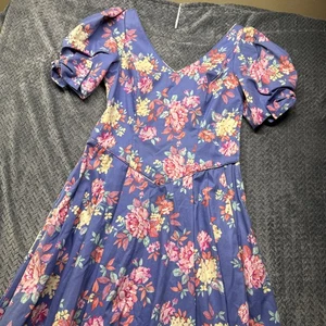 VTG Laura Ashley Floral Puff Sleeve Dress 12 Made in GB 100% Cotton Cottagecore - Picture 1 of 17