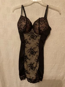 Womens:Marilyn Monroe Intimates Champagne&Black Lace Panel Sz.1X - Picture 1 of 6