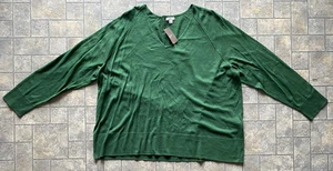 Neu mit Etikett neu J Jill Damenpullover Seide Baumwolle 2X grün V-Ausschnitt Langarm  - Bild 1 von 16