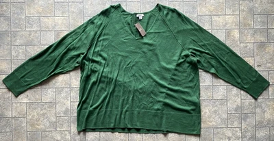 Nuevo con etiquetas Nuevo Jill Seda Algodón Para Mujer 2X Verde Cuello en V Pullover Manga Larga  Foto 1 de 4