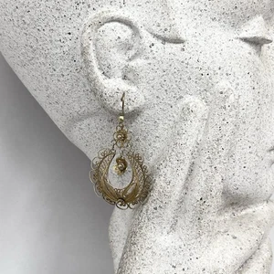 Vintage Sterling mit Goldwaschung filigran Ohrringe aus Vincenza Italien großer Hänger - Bild 1 von 9