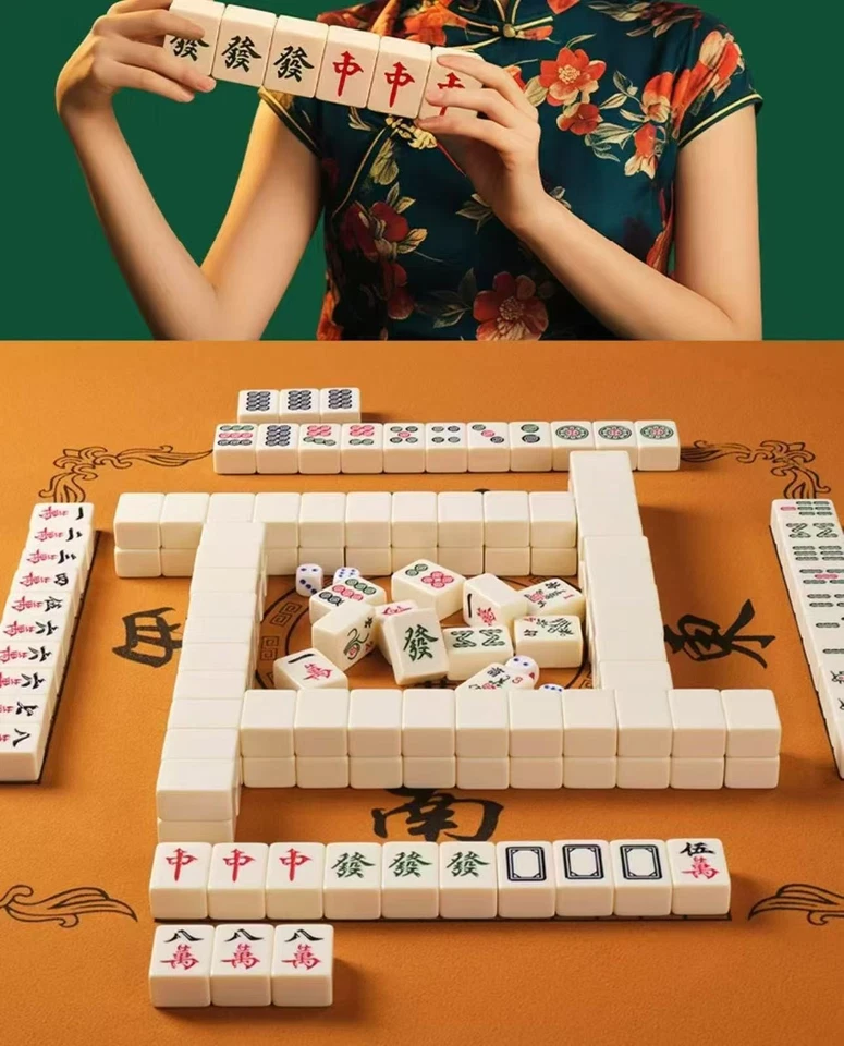 Premium White Jade Mahjong Set 42mm 144 Tiles Classic Chinese Mahjong - Image 1 of 3
