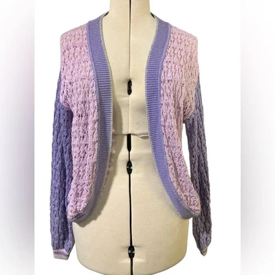 Oliver Bonas Cardigan Size M Size 2 UK6 Sparkly Lavender Spring Holiday Silver - Image 1 of 4
