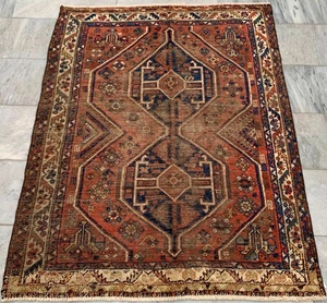 4x5 ft Vintage Afghan Handgeknüpft Teppich Oriental Tribal Vorleger Wohnzimmer Wollteppich - Bild 1 von 9