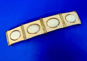 HUGE Cream Enamel Interlocking Two Piece Vintage Belt Buckle by Alexis Kirk - Picture 1 of 20