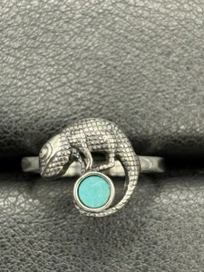 New Condition Sterling Silver Turquoise Lizard Ring Size 7 - Picture 1 of 11