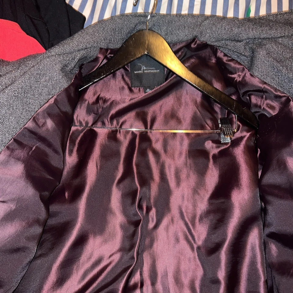 Marc Anthony 羊毛冬季夹克男式 XL 黑色灰色全拉链 — 第 1/1 张图片