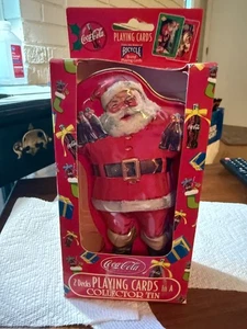 Coca Cola Santa Claus Playing Cards In Collector Tin 2 Decks Bicycle Brand COKE - Picture 1 of 10