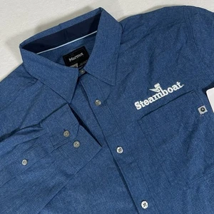 NEW Marmot Men's Medium Blue Windshear Long Sleeve Steamboat Resort Shirt - Picture 1 of 9