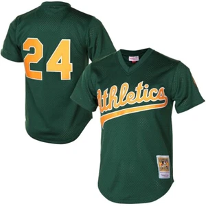 Oakland Athletics Rickey Henderson Mitchell & Ness 1998 Authentic Mesh BP Jersey - Picture 1 of 6