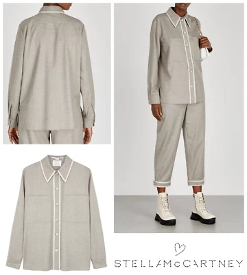 Camisa Blusa Top Stella McCartney Talla UK 6 Ariel 100% Lana Calce Relajado - Gris Foto 1 de 4